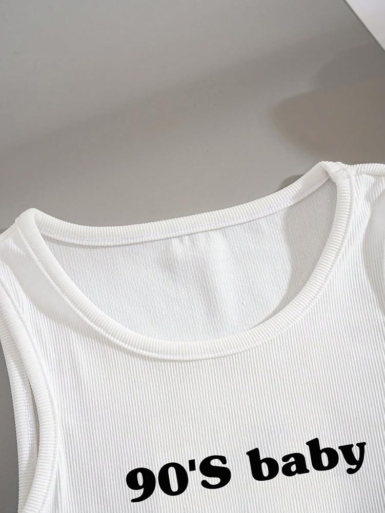 RoseSeek Women's Y2k Tank Top Letter Graphic Ribbed Knit